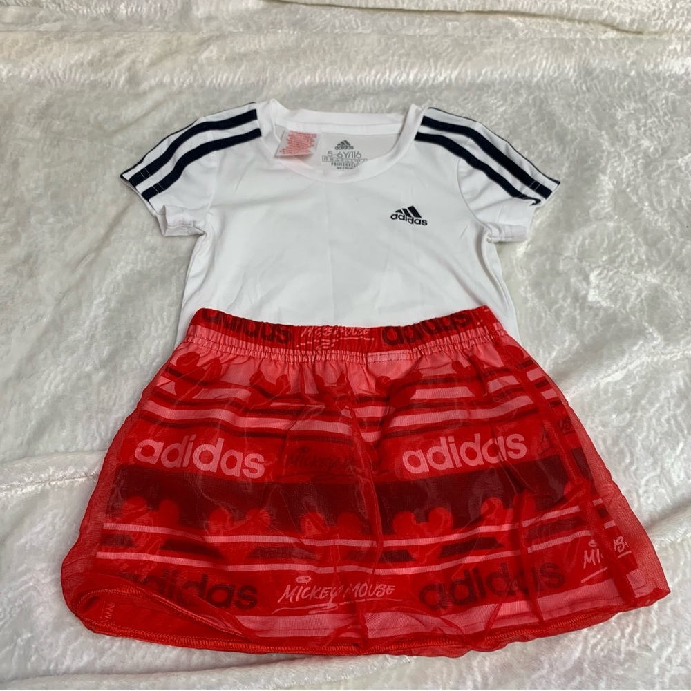 Adidas & Disney Red and White Kids' Outfit size 4